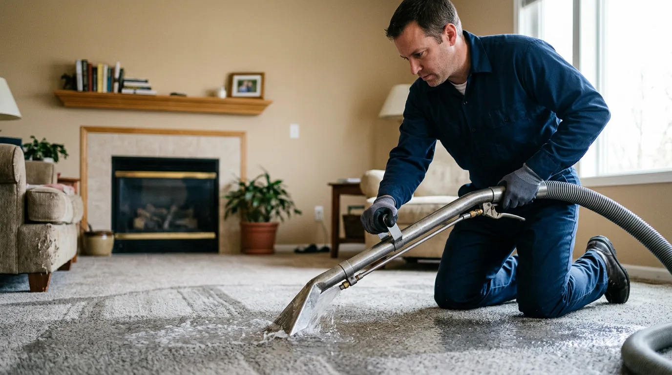 Water damage restoration technician working near Guernsey, WY